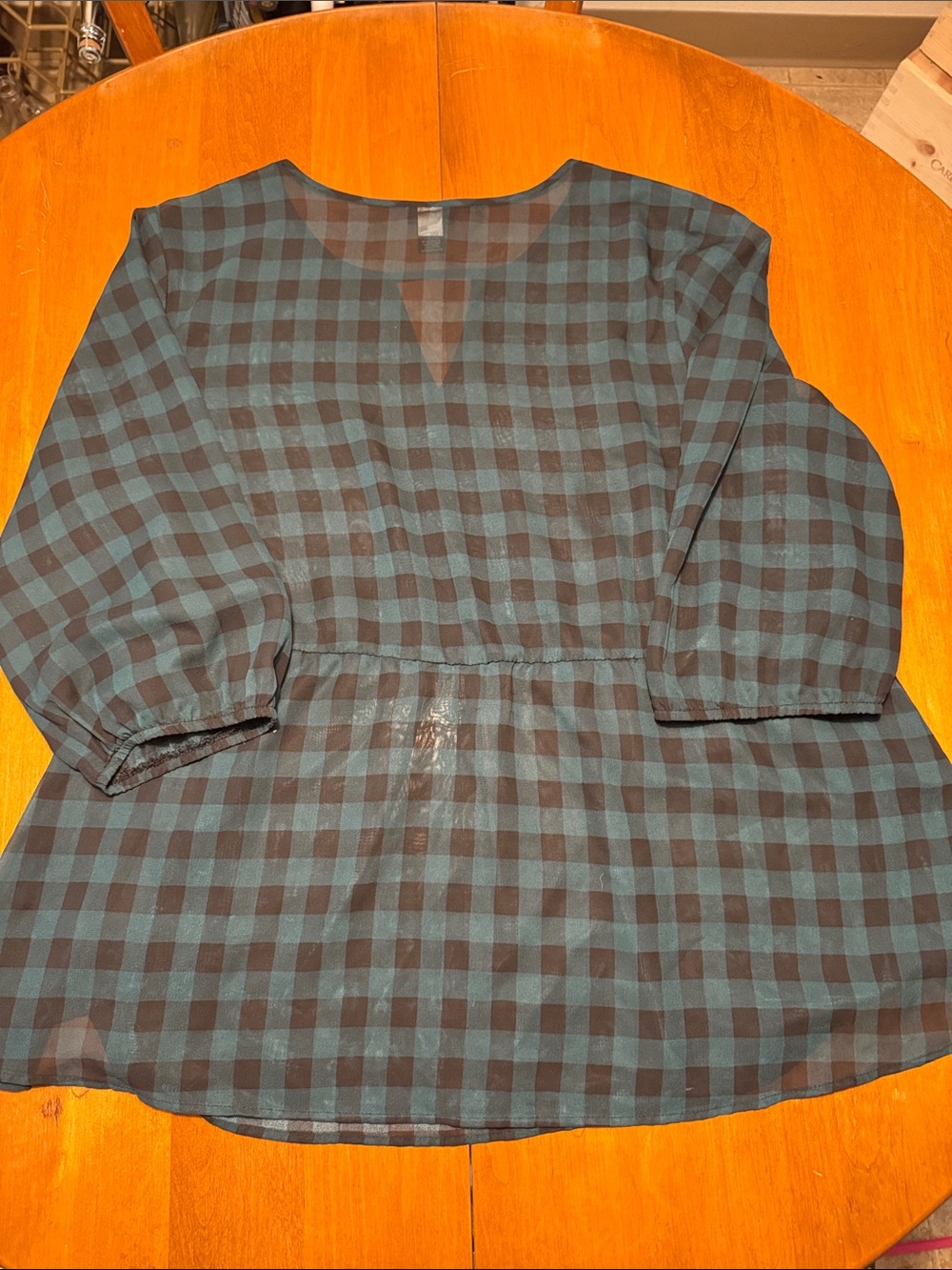 torrid Teal and Black Checked Peplum Top - Picture 4 of 7